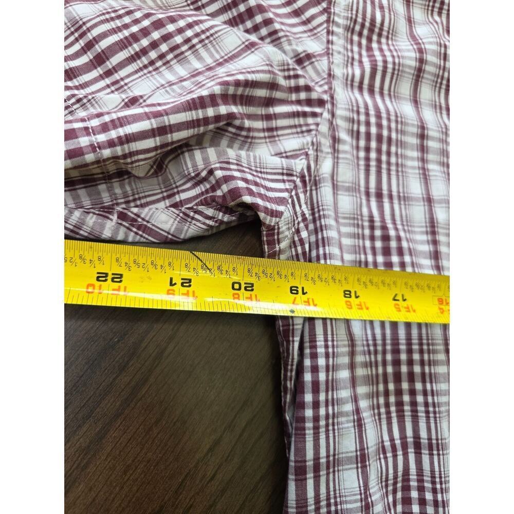 Mens‎ Dockers Short Sleeve Plaid Button-Up Shirt Maroon & White Size M - Picture 13 of 16
